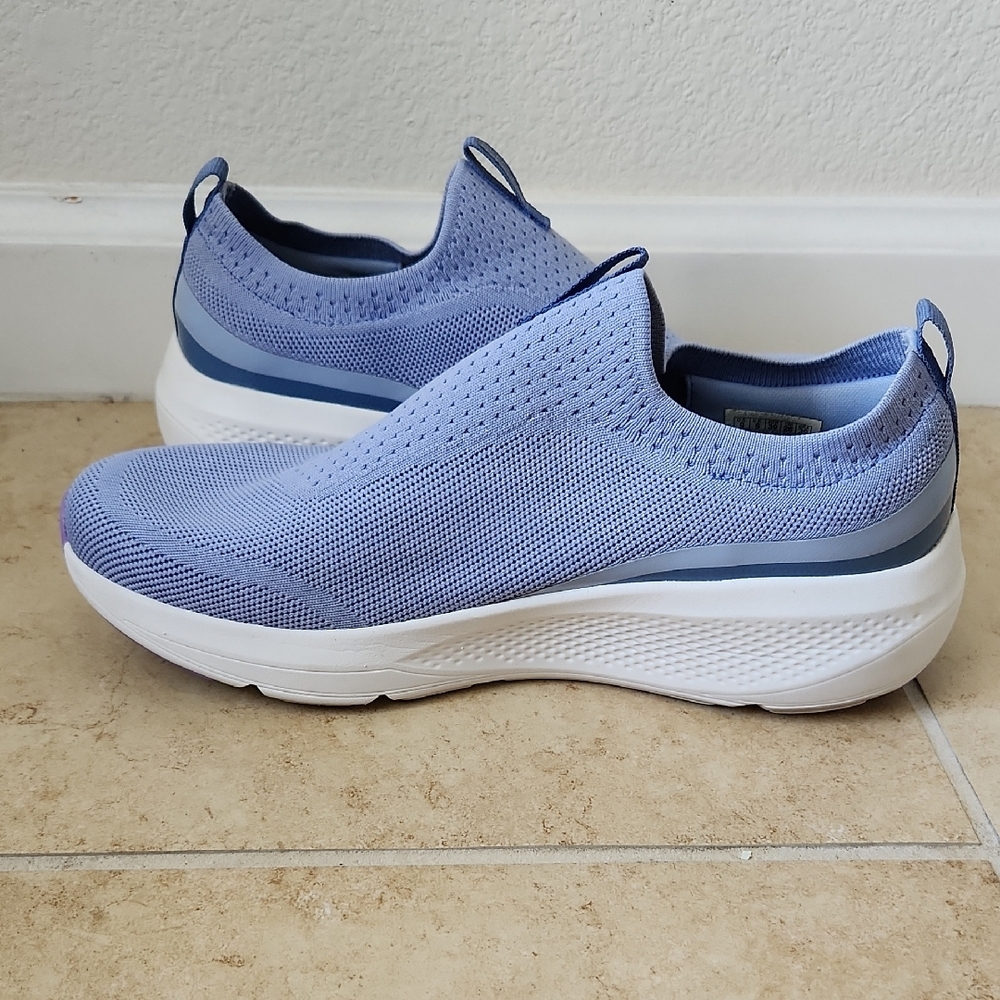 Skechers Women's Light Blue Slip-On Sneakers - Picture 9 of 16